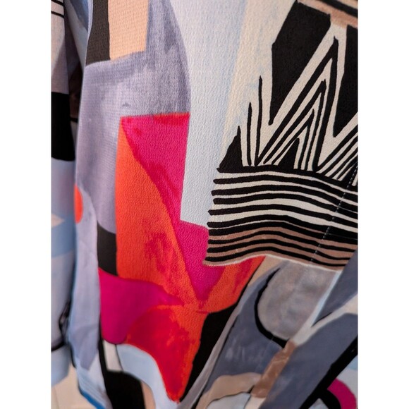 NIC + ZOE Blouse Women's S Jigsaw Bold Geo Abstract Art To Wear Button-Up Shirt - Picture 4 of 14